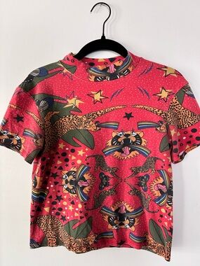 Nooworks Mockneck Red Rainbow Tiger Short Sleeve Tee